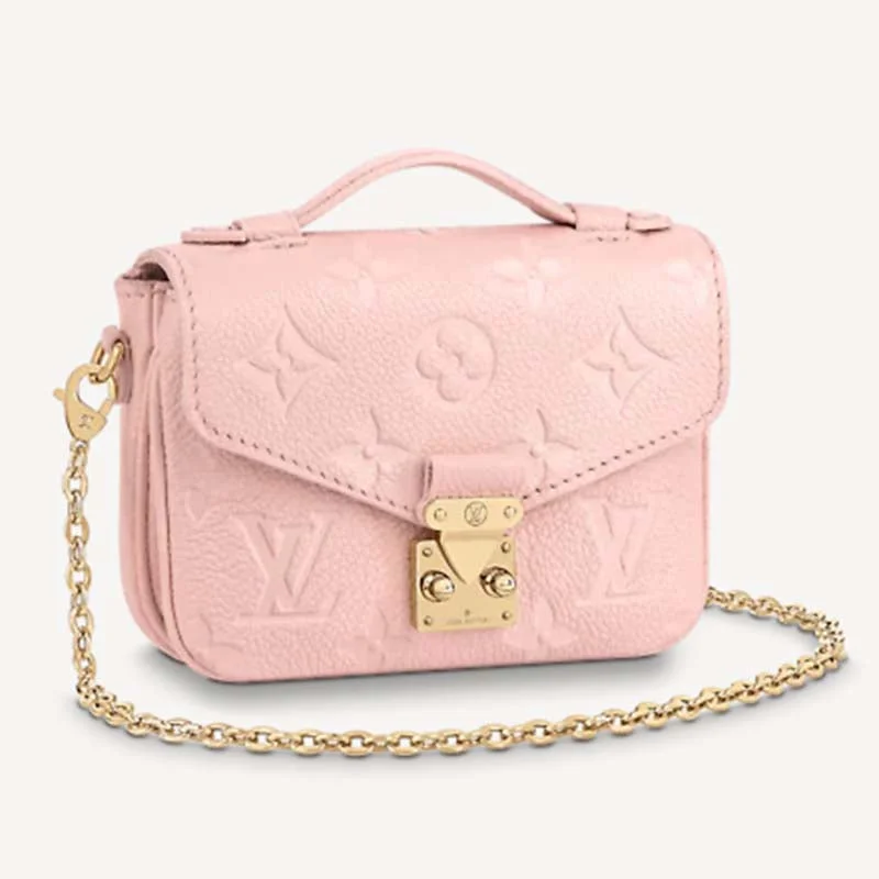 Louis Vuitton bags with a zip - around closure for enhanced securityLouis Vuitton LV Women Micro Métis Pink Monogram Empreinte Embossed Supple Grained Cowhide