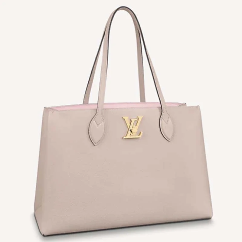 Louis Vuitton backpacks with a sleek, minimalist design for styleLouis Vuitton LV Women Lockme Shopper Beige Greige Grained Calf Leather