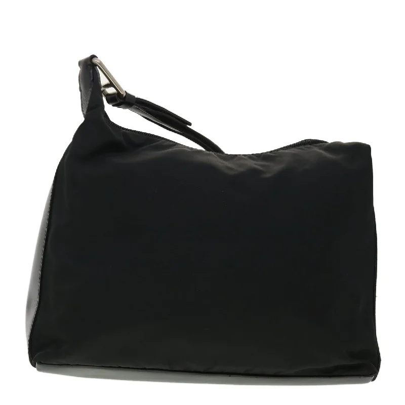 Prada bags with a snap - button closure and a decorative charm for a fashionable lookPRADA Shoulder Bag Nylon Black  ar9230