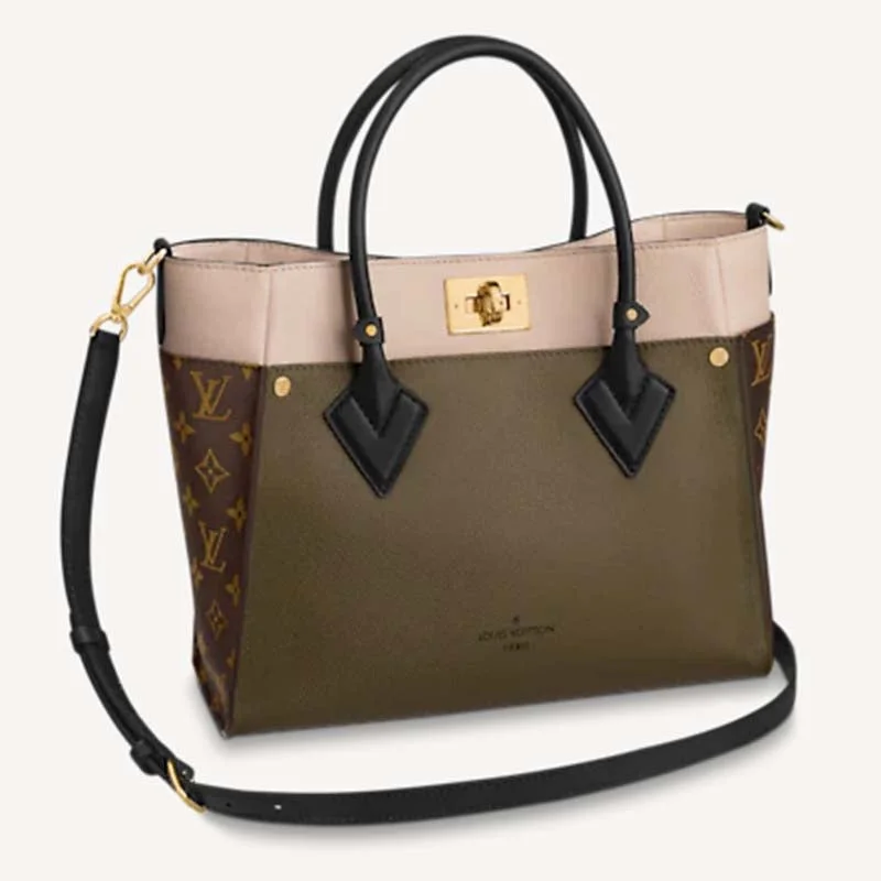 Louis Vuitton backpacks with a padded laptop compartment for travelLouis Vuitton LV Women On My Side MM Green Twist Calfskin Monogram Canvas