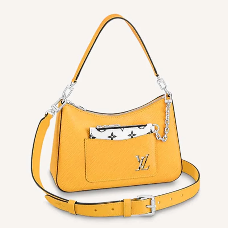 Louis Vuitton backpacks with a sleek, minimalist design for styleLouis Vuitton LV Women Marelle Handbag Yellow Epi Grained Cowhide Leather Canvas