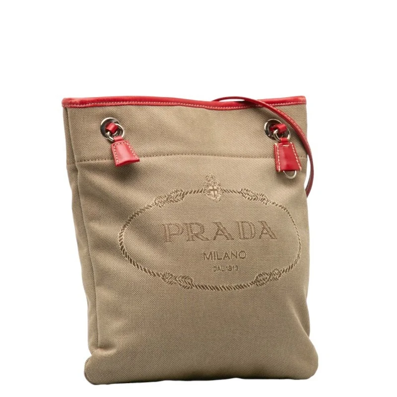 Prada bags with a detachable mirror inside for quick touch - upsPRADA Canapa Shoulder Bag