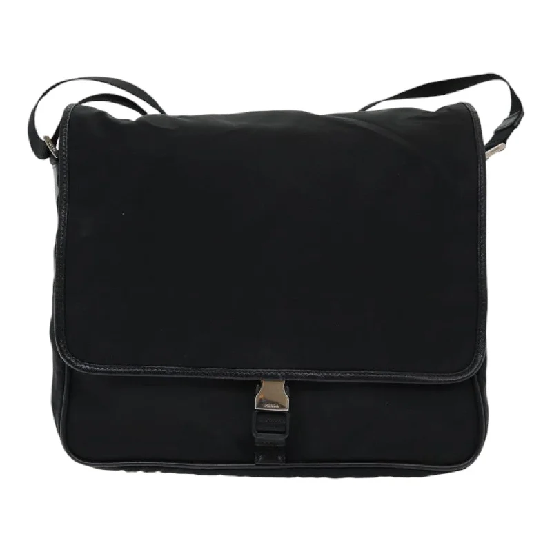 Ladies Prada shoulder bags with a magnetic - closure flap for easy opening and closingPRADA Shoulder Bag Nylon Black  ar12322