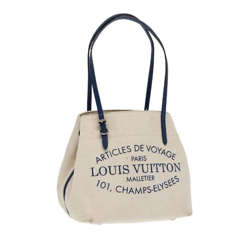 Louis Vuitton tote bags with a double - handle and shoulder - strap optionLOUIS VUITTON Cabas PM Tote Bag Canvas White Blue M94504 LV Auth ep5538