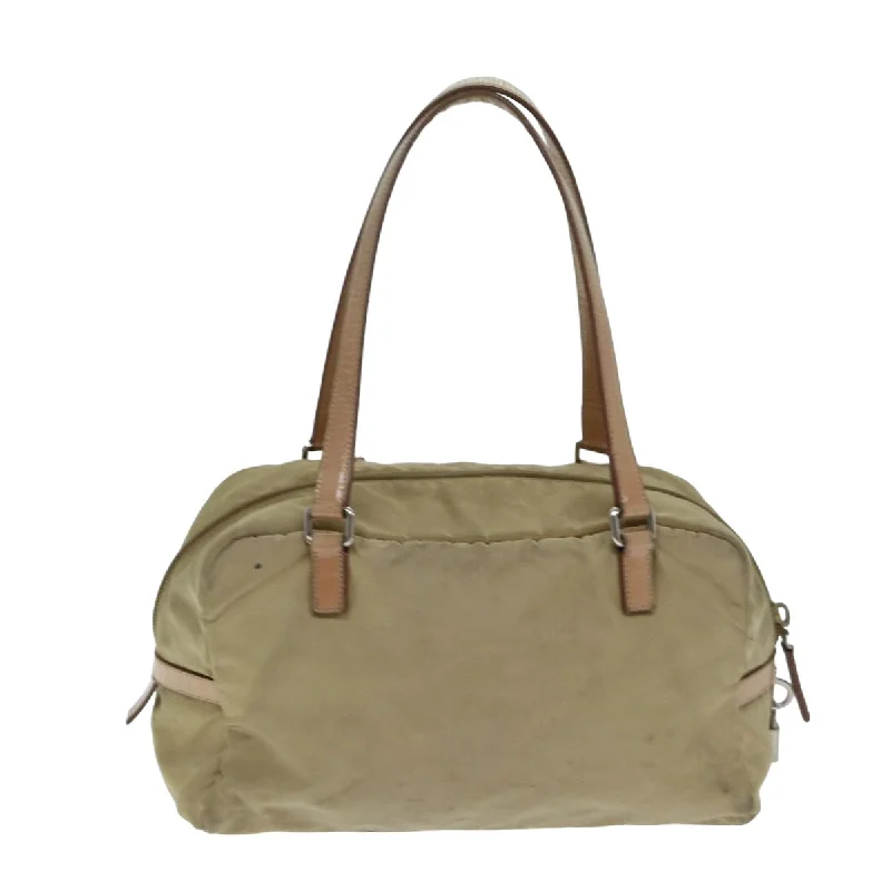 Ladies Prada shoulder bags with a wide - width strap for enhanced comfortPRADA Shoulder Bag Nylon Beige  bs15810