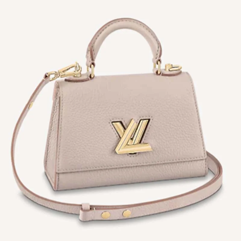 Louis Vuitton Alma bags with a monogram - embossed leather surfaceLouis Vuitton LV Women Twist One Handle BB Handbag Greige Grey Taurillon