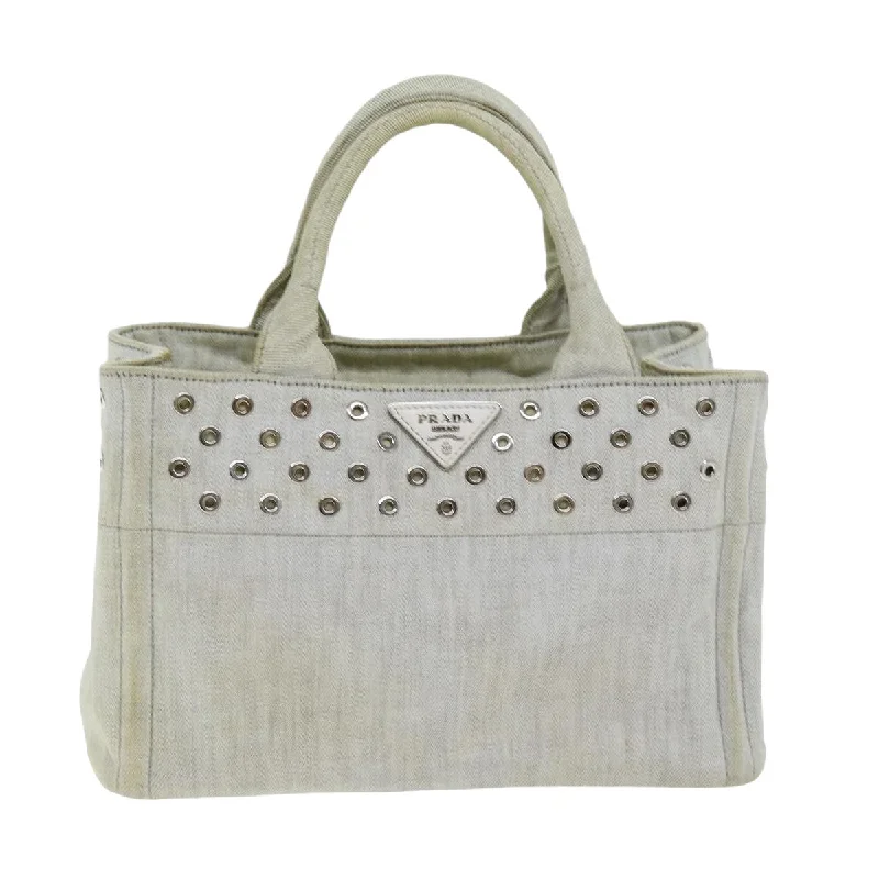 Prada Cahier bags with a monogram - embossed leather surfacePRADA Canapa PM Hand Bag Canvas White  75821