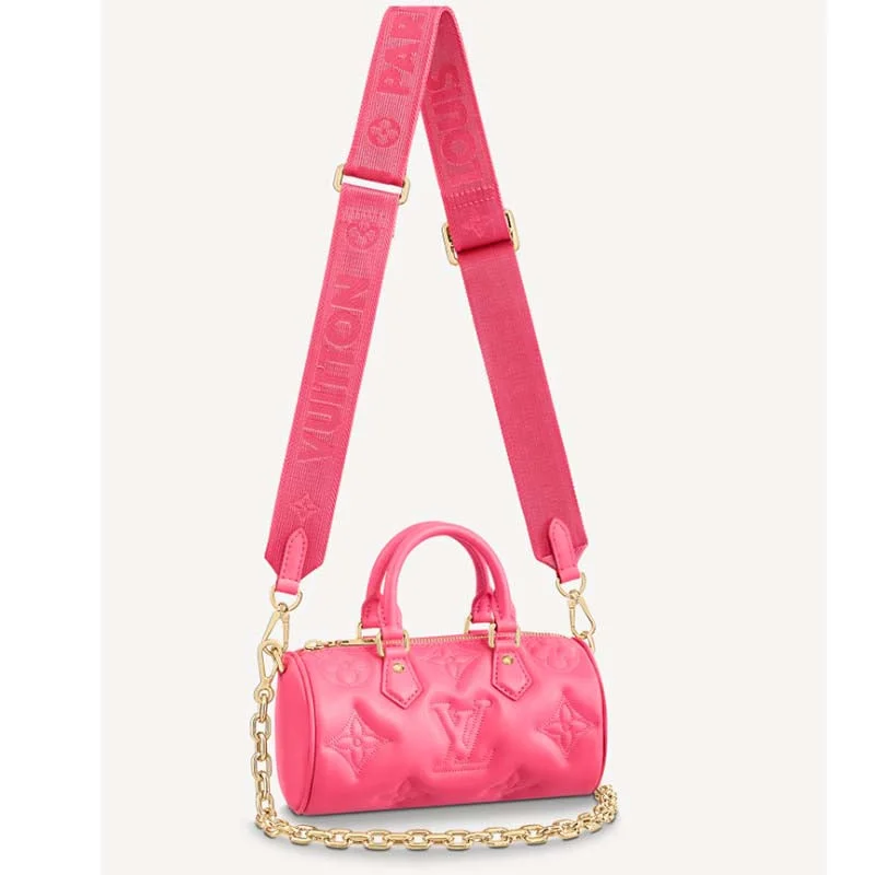 Louis Vuitton bags with a magnetic snap closure for easy accessLouis Vuitton LV Women Papillon BB Handbag Pink Quilted Embroidered Smooth Calf