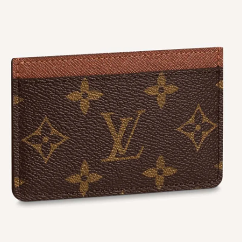 Ladies Louis Vuitton shoulder bags with a wide - width strap for comfortLouis Vuitton LV Unisex Card Holder Wallet Brown Monogram Coated Canvas