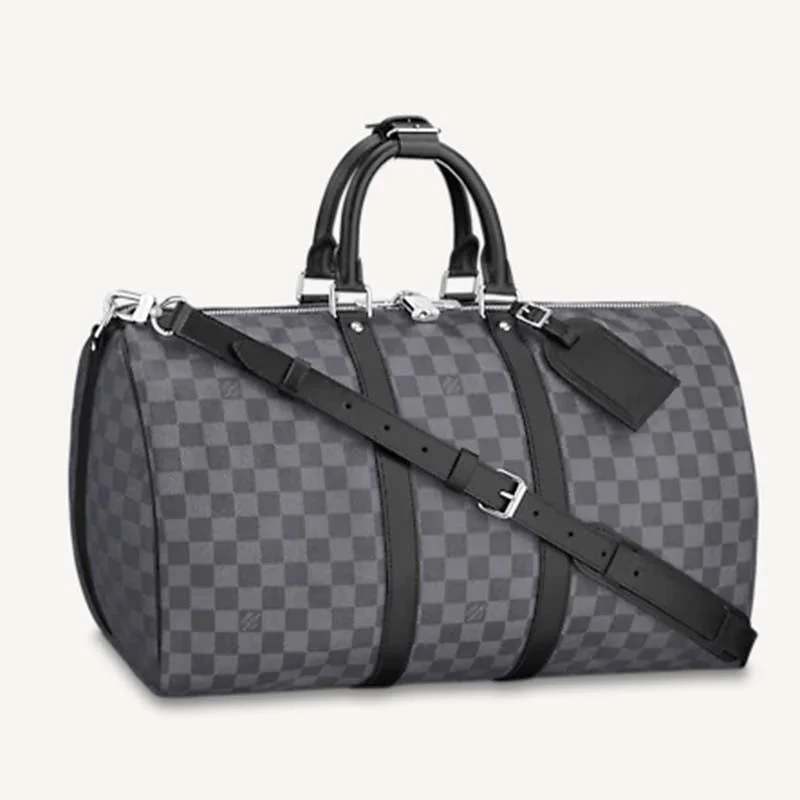 Medium - sized Louis Vuitton tote bags for work and shoppingLouis Vuitton LV Unisex Keepall Bandoulière 45 Travel Bag Grey Damier Graphite Canvas