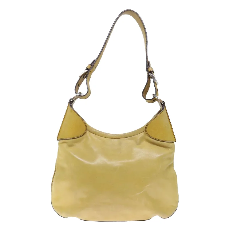 Prada Cleo bags with a curved shape and a chain - link shoulder strapPRADA Shoulder Bag Leather Yellow  ki4389