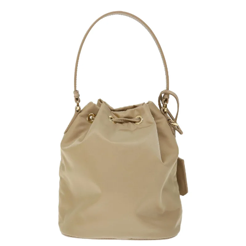 Prada handbags with a beaded trim for a touch of glamour and elegancePRADA Shoulder Bag Nylon 2way Beige  71637A