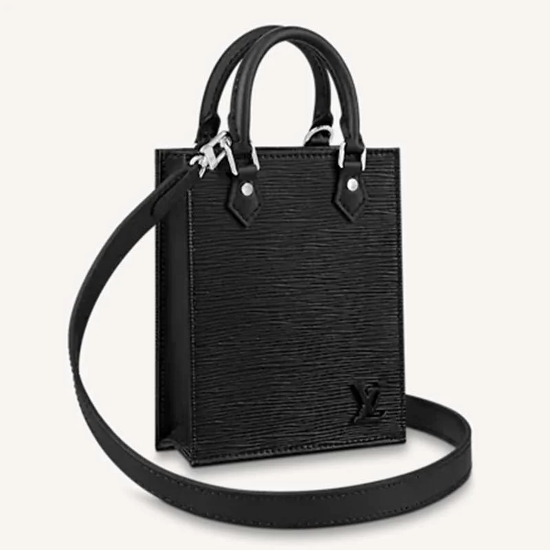 Louis Vuitton bags with a magnetic snap closure for easy accessLouis Vuitton Unisex Petit Sac Plat Black Epi Cowhide Leather