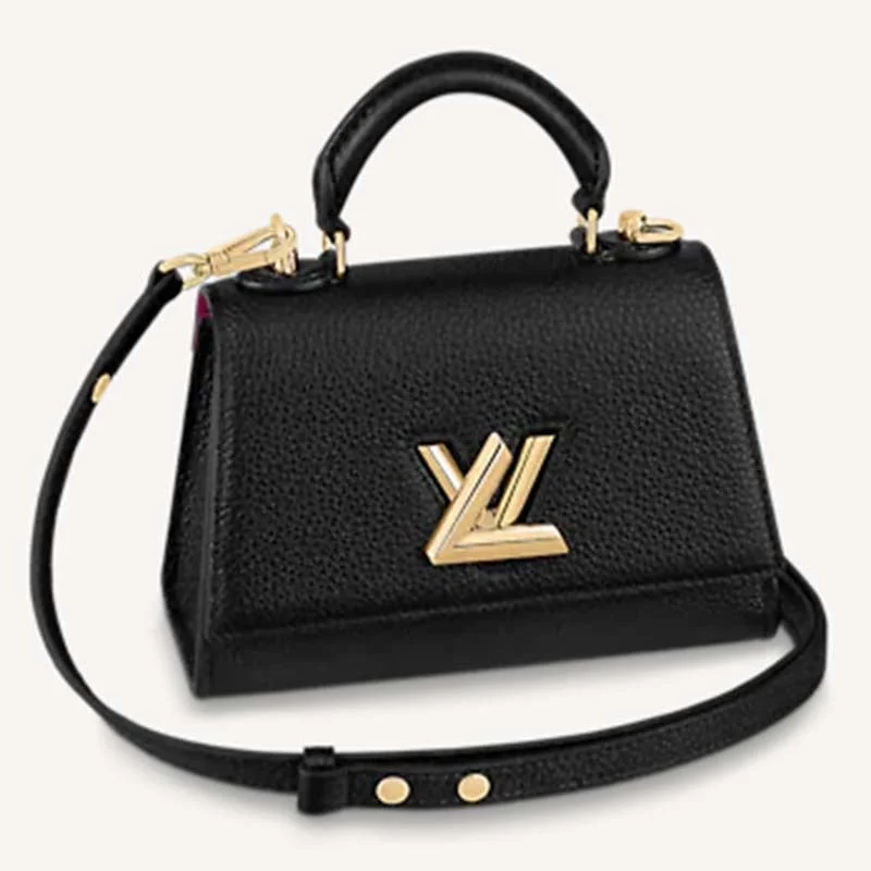 Ladies Louis Vuitton shoulder bags with a wide - width strap for comfortLouis Vuitton LV Women Twist One Handle BB Handbag Black Taurillon Cowhide