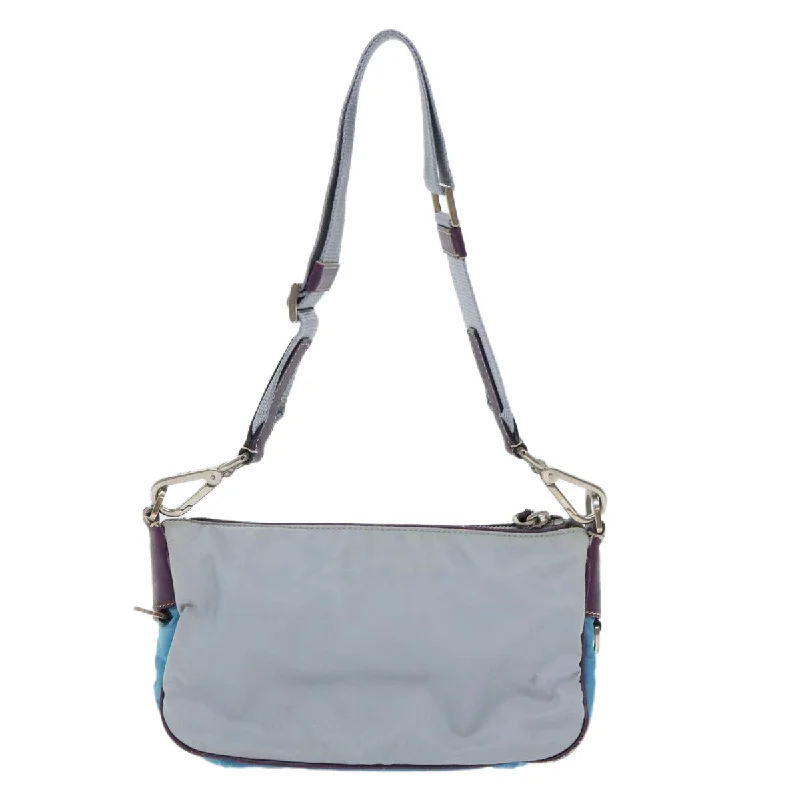 Ladies Prada Re - Edizione 2005 bags in a pastel color for a soft lookPRADA Shoulder Bag Nylon Leather Blue  am4846