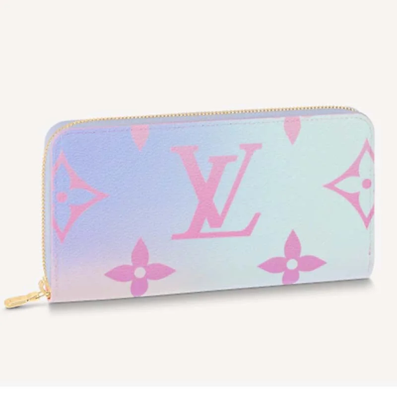 Ladies Louis Vuitton handbags with a detachable coin purse insideLouis Vuitton LV Unisex Zippy Wallet Sunrise Pastel Monogram Coated Canvas Cowhide