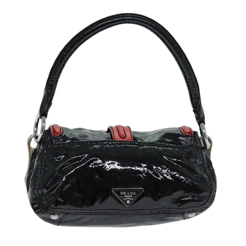 Prada tote bags with a spacious interior and a magnetic - snap closurePRADA Shoulder Bag Patent leather Black Red  74391