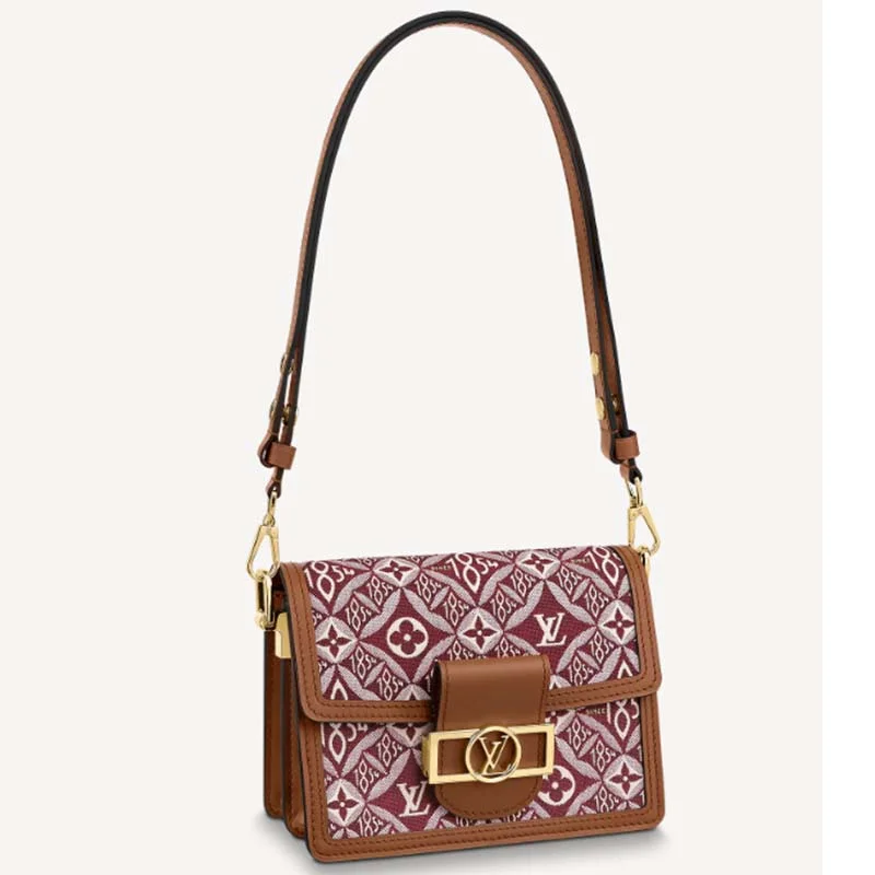 Ladies Louis Vuitton Petite Malle bags with a star - shaped charm for cutenessLouis Vuitton LV Women Since 1854 Dauphine Mini Handbag Monogram Flowers Cowhide