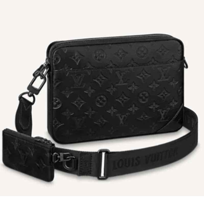 Louis Vuitton bags with a front - flap pocket for quick - access itemsLouis Vuitton LV Unisex Duo Messenger Black Monogram Shadow Calf Leather