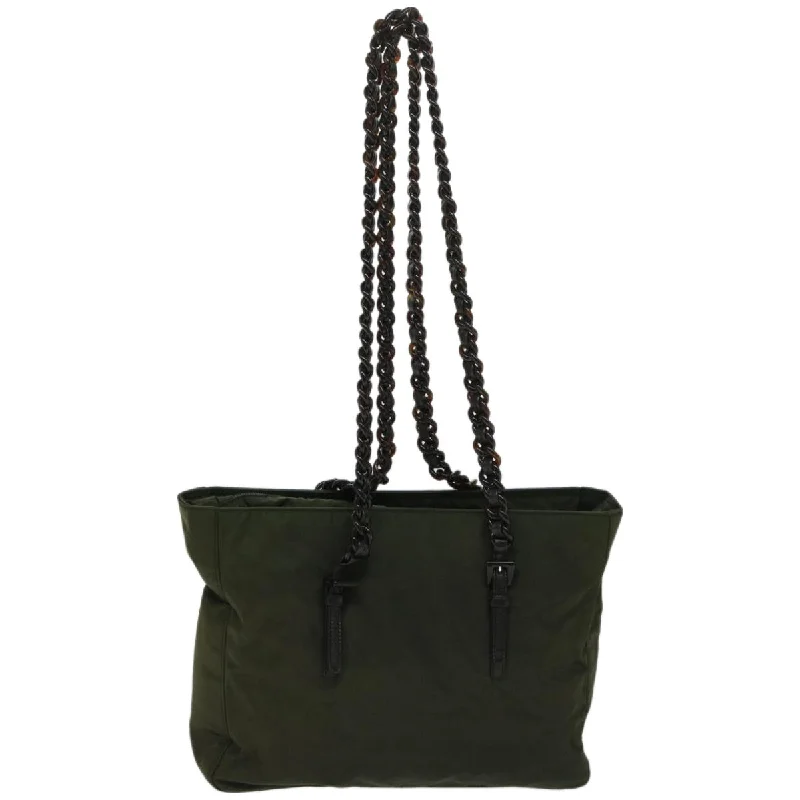 Small - sized Prada Saffiano leather bags for a compact and stylish carryPRADA Chain Shoulder Bag Nylon Green  ac2783