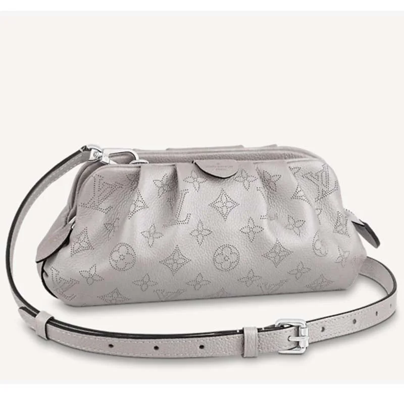 Louis Vuitton tote bags with a water - resistant coating for outdoor useLouis Vuitton LV Women Scala Mini Pouch Gris Souris Mahina Perforated Calf Leather