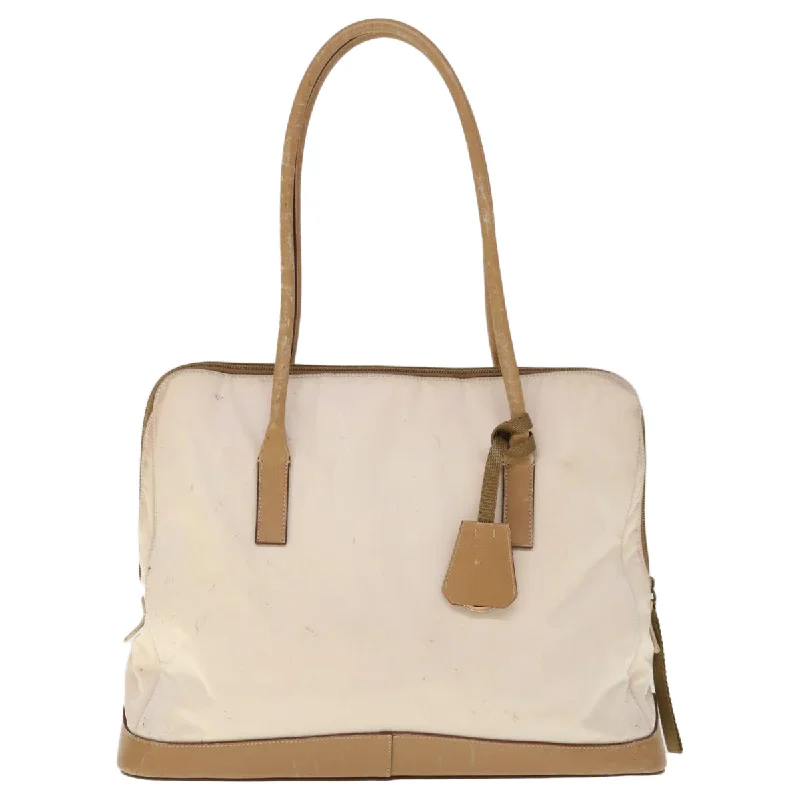 Prada Cleo bags with a curved shape and a chain - link shoulder strapPRADA Shoulder Bag Nylon Beige  ac2654