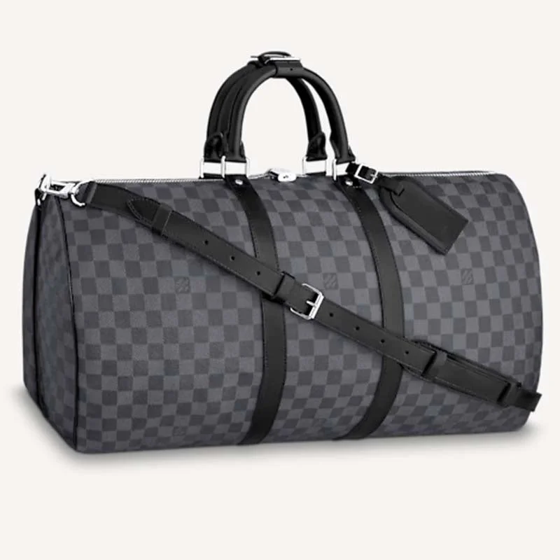 Louis Vuitton Alma bags featuring the signature top - handle designLouis Vuitton LV Unisex Keepall Bandoulière 55 Travel Bag Grey Damier Graphite Canvas