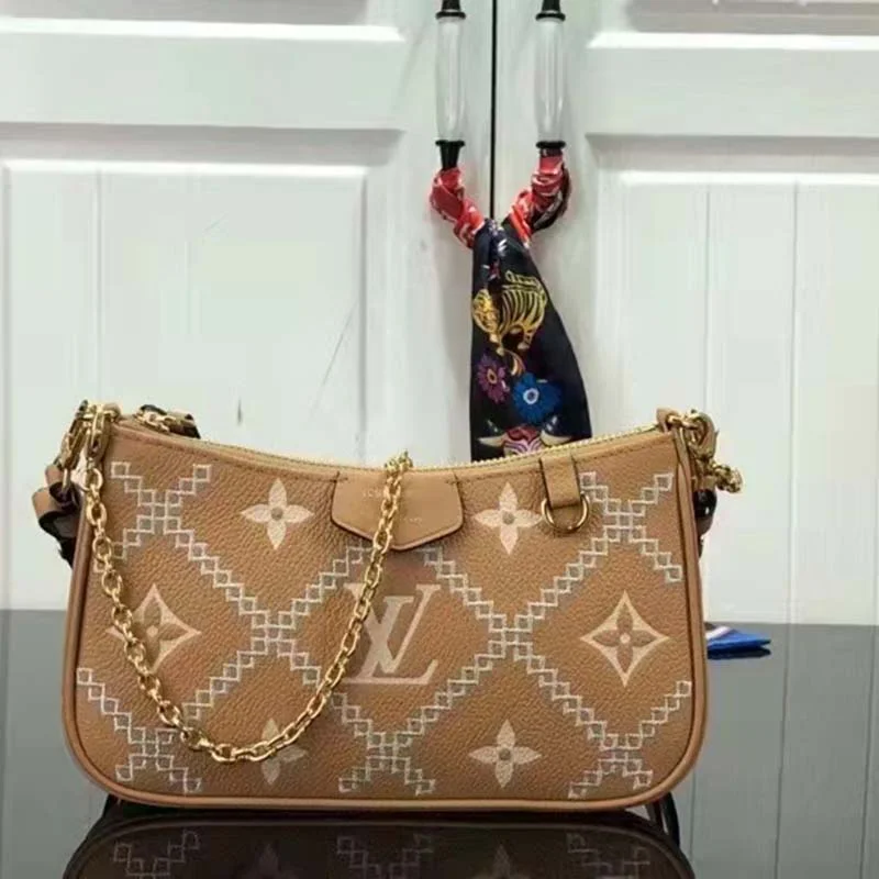 Louis Vuitton Twist bags with a crystal - embellished LV - turnlockLouis Vuitton LV Women Easy Pouch On Strap Beige Monogram Supple Grained Cowhide