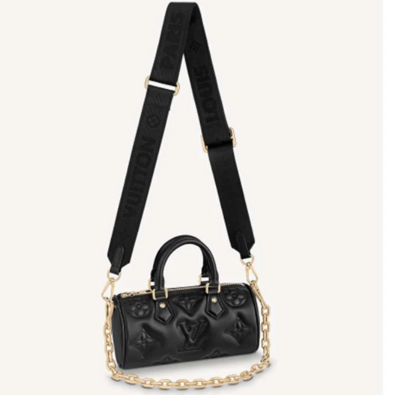 Louis Vuitton tote bags with a spacious interior and multiple pocketsLouis Vuitton LV Women Papillon BB Handbag Black Quilted Embroidered Smooth Calf