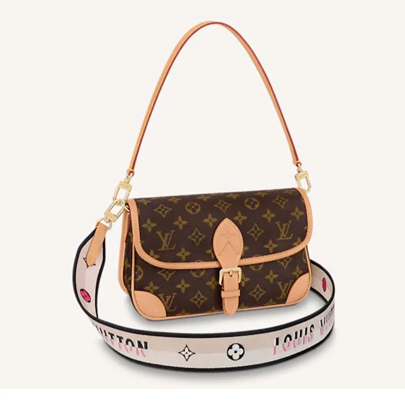 Louis Vuitton Speedy bags in monogram canvas for a classic lookLouis Vuitton LV Women Diane Satchel Brown Monogram Coated Canvas Textile Lining