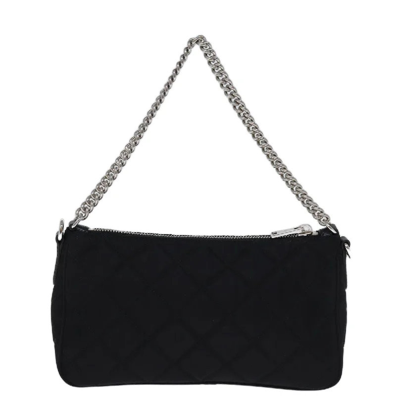 Ladies Prada Galleria bags with a detachable shoulder strapPRADA Chain Shoulder Bag Nylon 2way Black  73993A