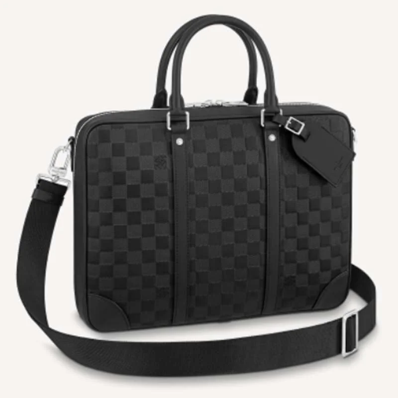 Ladies Louis Vuitton Petite Malle bags with a star - shaped charm for cutenessLouis Vuitton LV Unisex Sirius Briefcase Black Damier Infini Onyx Cowhide Leather