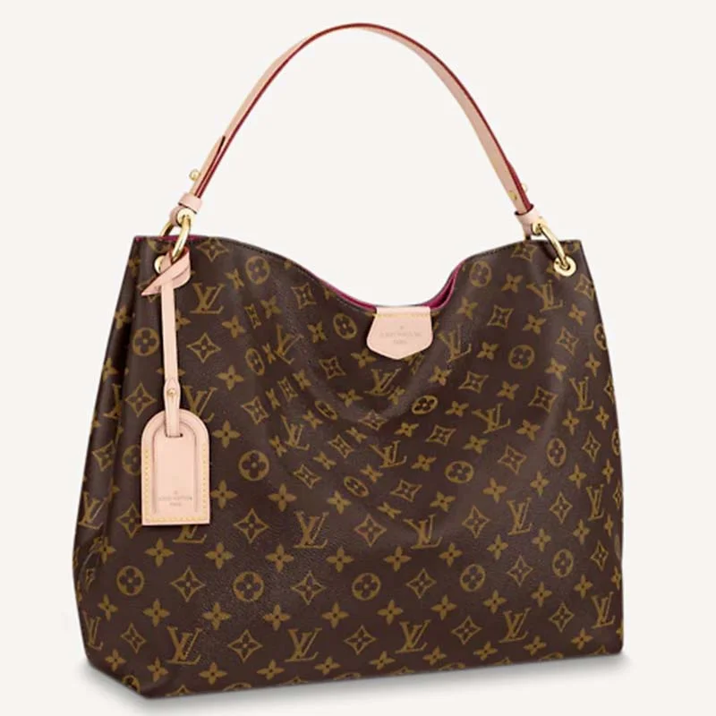 Medium - sized Louis Vuitton tote bags for work and shoppingLouis Vuitton LV Women Graceful MM Hobo Classic Beige Monogram Coated Canvas