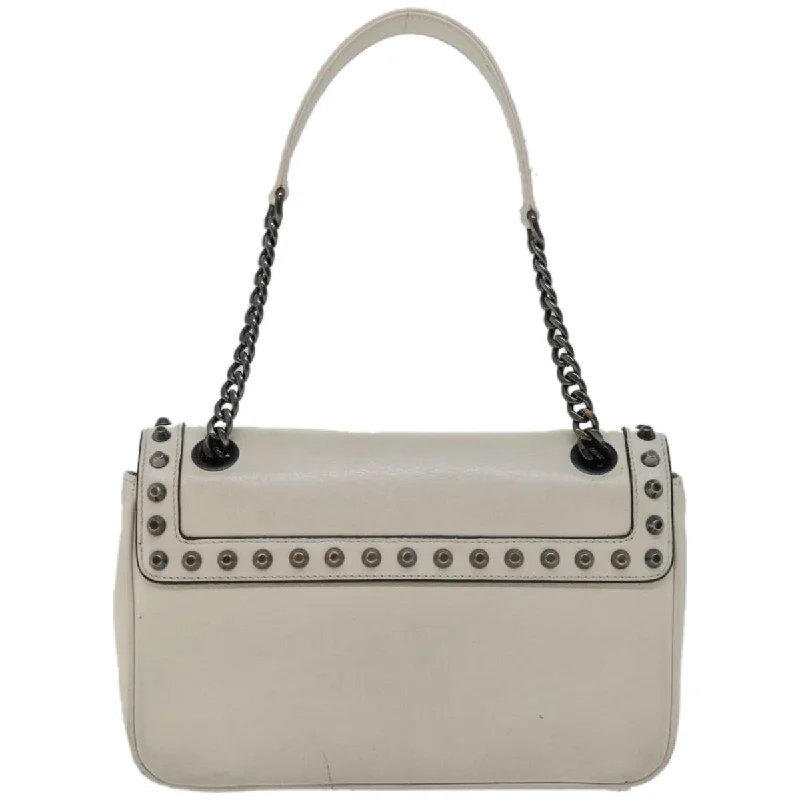 Prada bags with a zippered interior pocket for separating itemsPRADA Chain Shoulder Bag Leather Ivory  66873