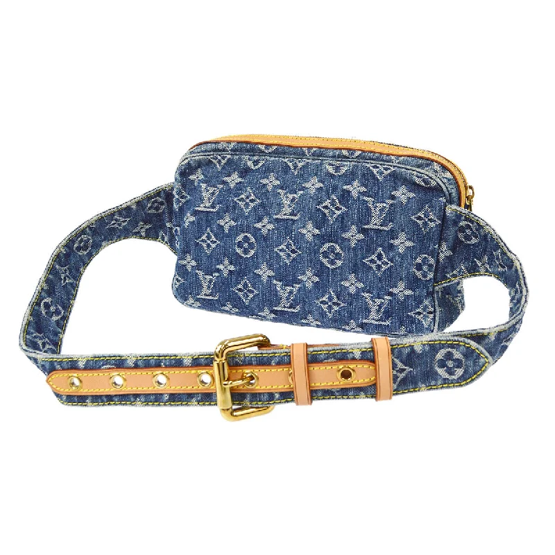 Ladies Louis Vuitton Petite Malle bags with a star - shaped charm for cutenessLOUIS VUITTON BUM BAG WAIST POUCH INDIGO MONOGRAM DENIM M95347