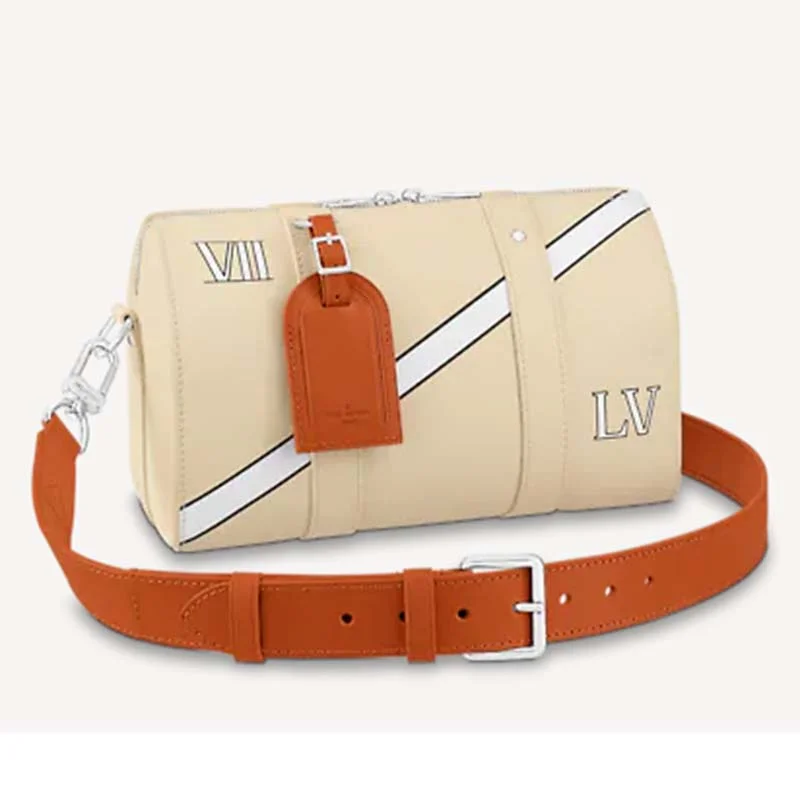 Louis Vuitton bags with a zip - around closure for enhanced securityLouis Vuitton LV Unisex City Keepall Bag Beige Calf Cowhide Leather