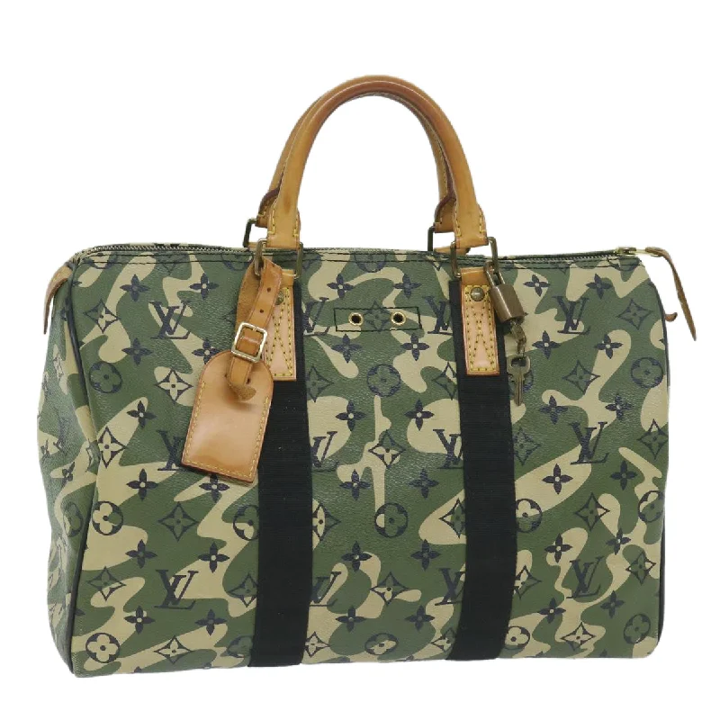 Louis Vuitton handbags with a metal - framed clasp for durabilityLOUIS VUITTON Camouflage Takashi Murakami Speedy 35 Hand Bag M95773 Auth 59356A