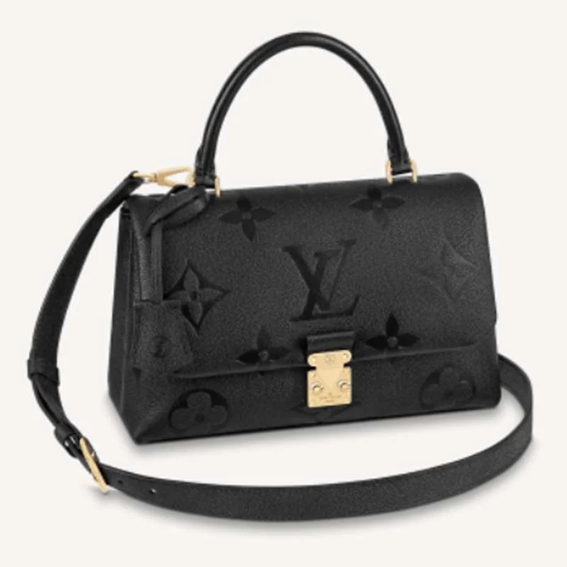 Louis Vuitton crossbody bags with adjustable shoulder straps for comfortLouis Vuitton LV Women Madeleine MM Handbag Black Embossed Grained Cowhide Leather