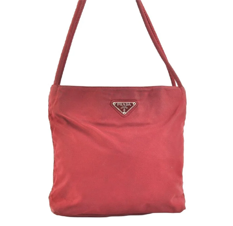 Ladies Prada Galleria bags with a textured leather surface for a more tactile lookAuthentic PRADA Vintage Nylon Tessuto Shoulder Hand Bag Purse Red 6917K