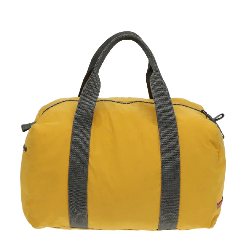 Ladies Prada Galleria bags with a textured leather surface for a more tactile lookPRADA Sports Boston Bag Nylon Yellow Gray Silver  ti1954