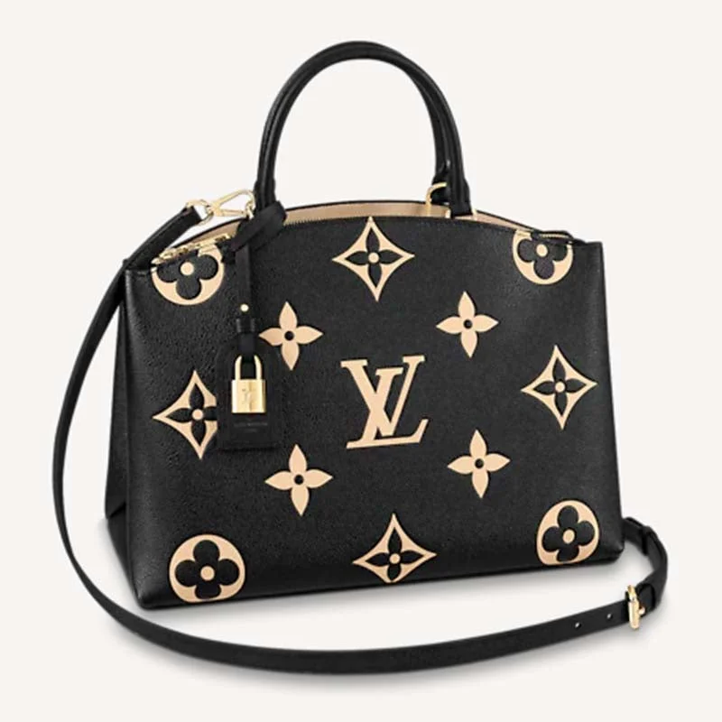 Louis Vuitton crossbody bags with a woven leather strap for textureLouis Vuitton LV Women Grand Palais Tote Bag Black Monogram Embossed Grained Cowhide