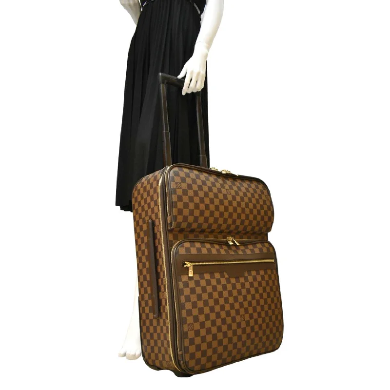 Ladies Louis Vuitton Capucines bags with gold - toned hardwareLOUIS VUITTON Business Pegase 55 Damier Ebene Suitcase Travel Bag Brown