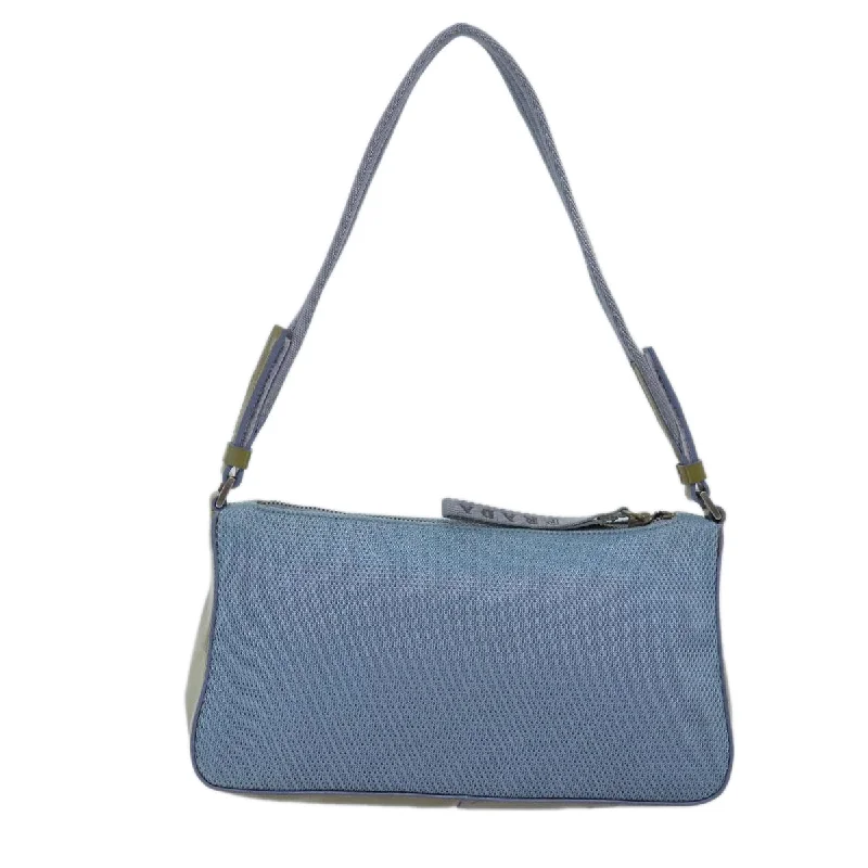 Ladies Prada shoulder bags with a magnetic - closure flap for easy opening and closingPRADA Sports Accessory Pouch Mesh Light Blue  mr358