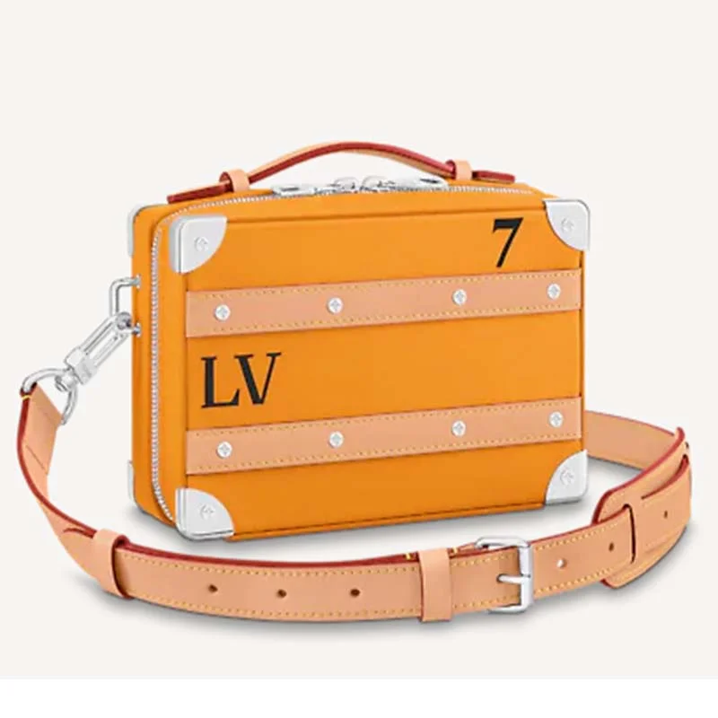 Louis Vuitton Alma bags featuring the signature top - handle designLouis Vuitton LV Unisex NBA Handle Soft Trunk No. 7 Saffron Cowhide Calf