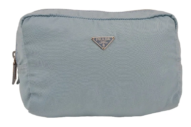 Prada Galleria bags with a structured silhouette for a professional lookAuthentic PRADA Vintage Nylon Tessuto Enamel Pouch Purse Light Blue 8920J