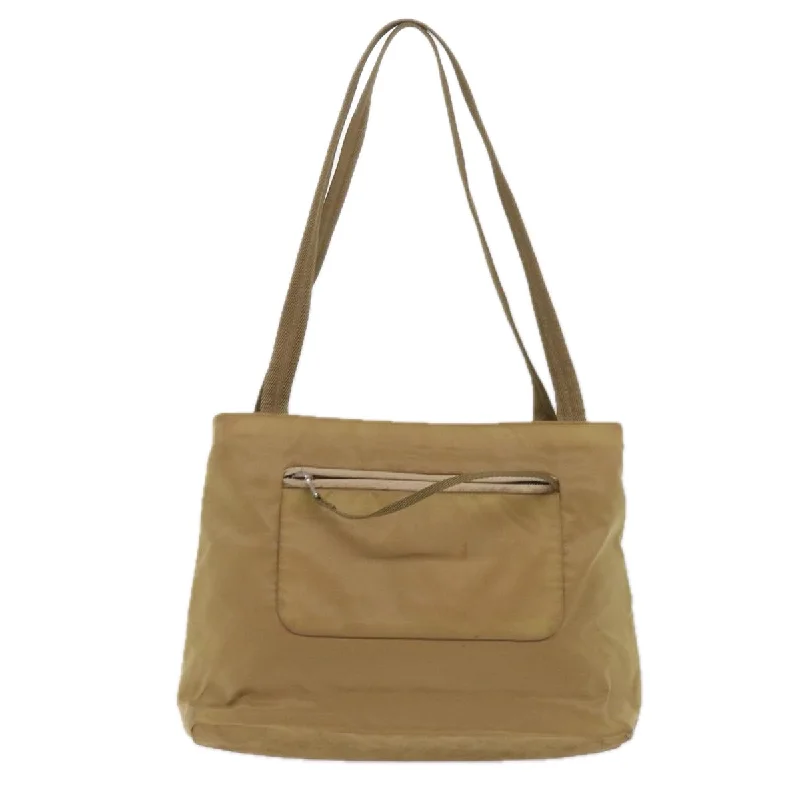 Ladies Prada shoulder bags with a tassel - adorned zipper for added charmPRADA Shoulder Bag Nylon Beige  ac2724