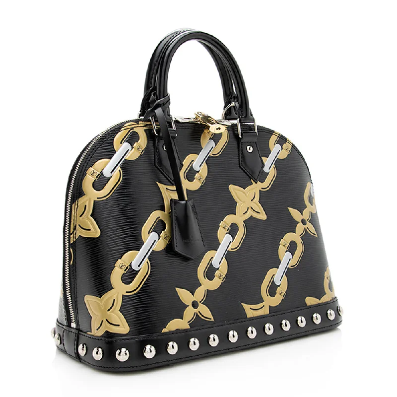 Louis Vuitton tote bags with a water - resistant coating for outdoor useLouis Vuitton Epi Leather Chain Flower Alma PM Satchel (20005)