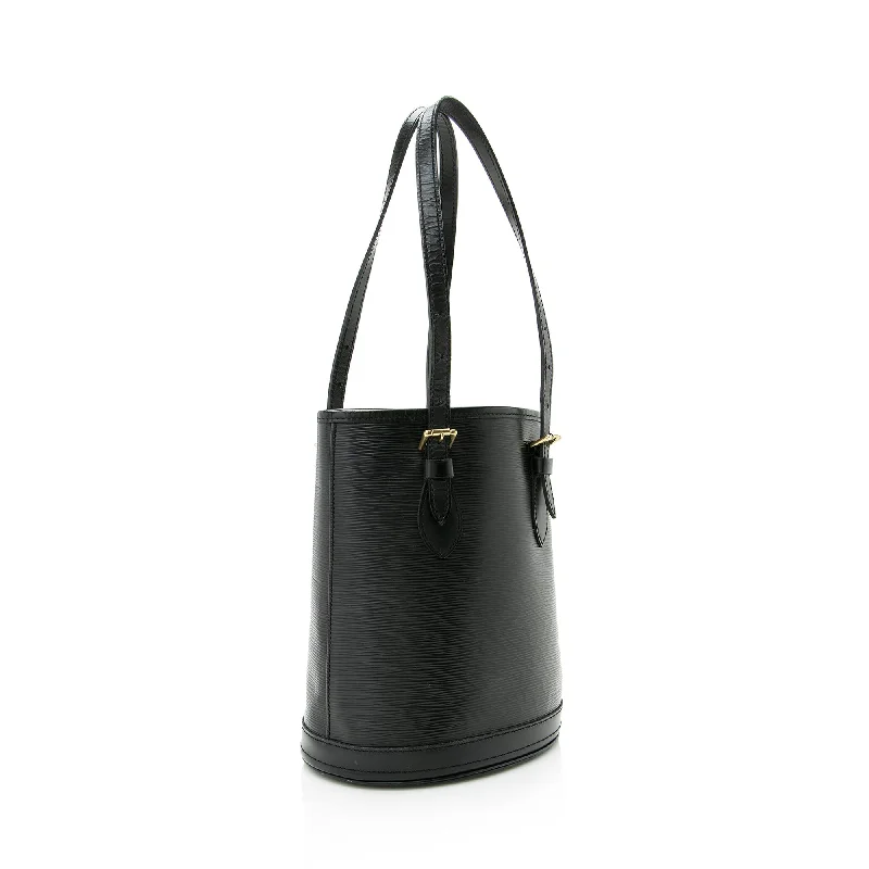 Louis Vuitton handbags with a back - zip pocket for storing valuablesLouis Vuitton Epi Leather Petit Bucket Tote (22561)