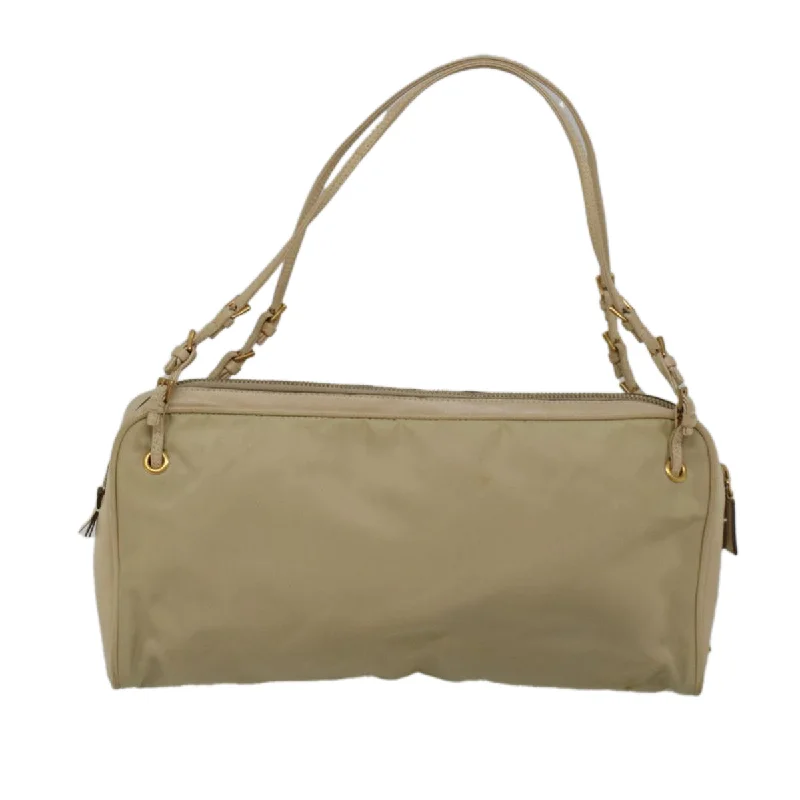 Prada bags with a detachable mobile phone holder for on - the - go conveniencePRADA Shoulder Bag Nylon Beige  ar10528B