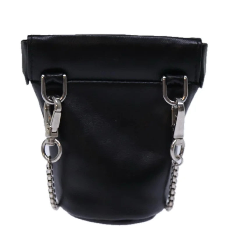 Prada handbags with a patent - leather finish for a shiny and sophisticated appearancePRADA Chain Shoulder Pouch Leather Black  72105